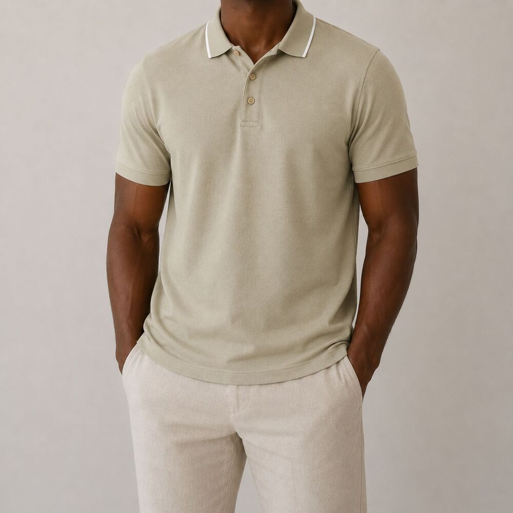 Tommy Bahama Polo Shirt Mens XXL Beige Silk Blend Short Sleeve Casual